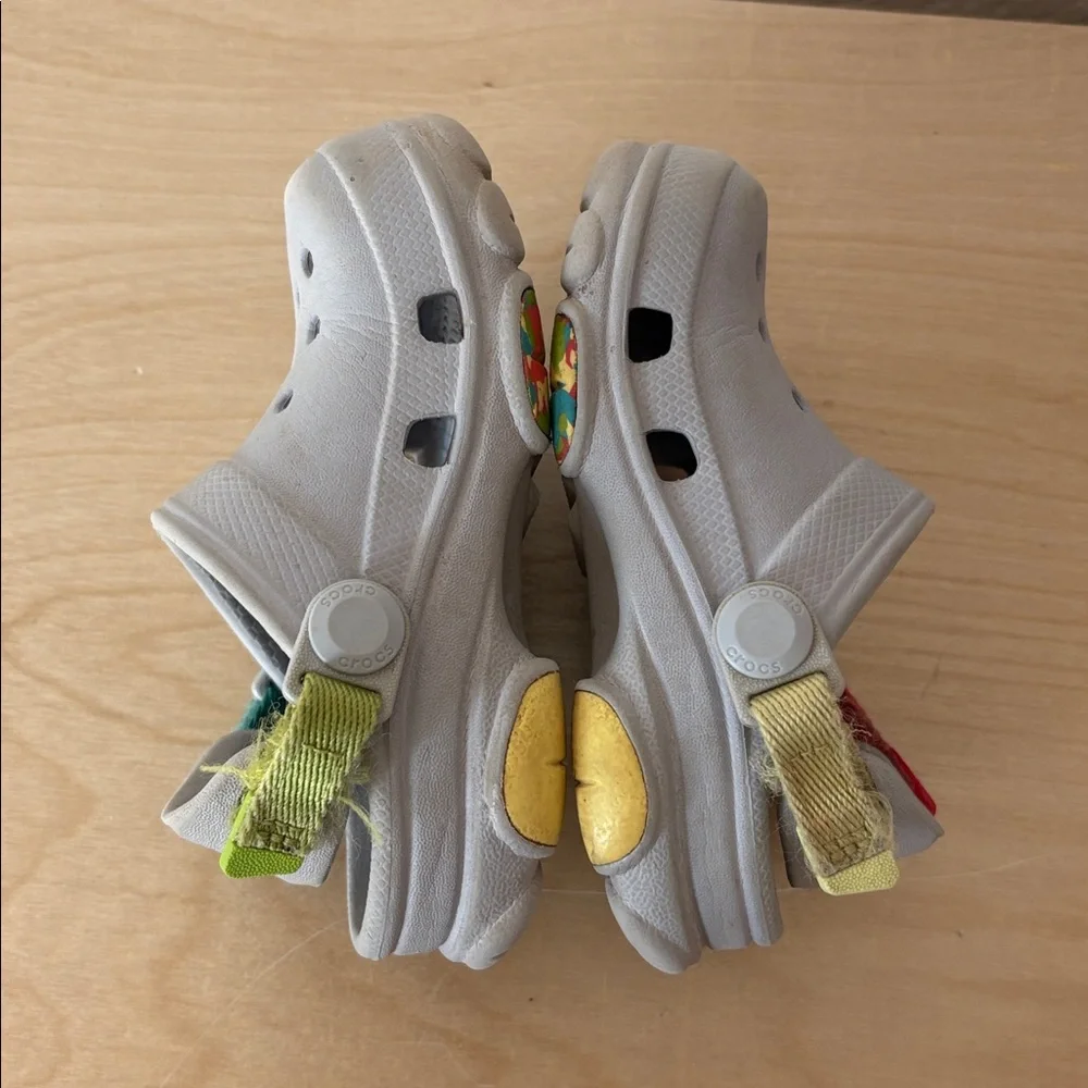 CROCS Light Gray Clog Sandals with Colorblock straps